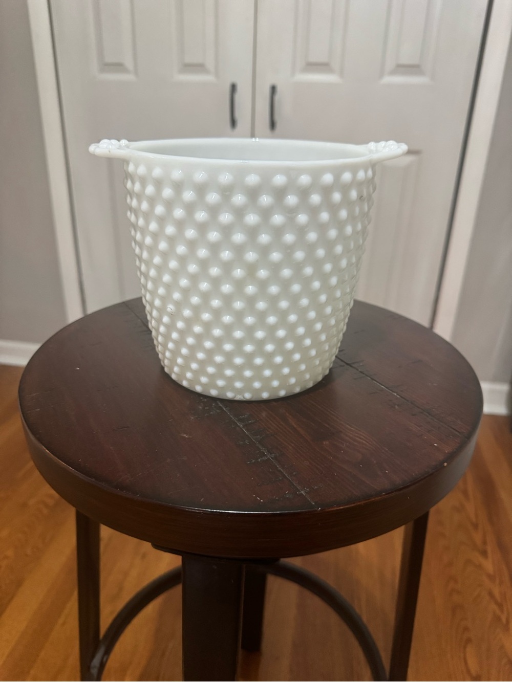 White Hobnail Glass Serving Bowl - Brand Unspecified